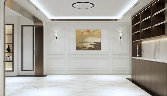 Classical Residence — โถงพื้นหินอ่อนและตู้บิลต์อินสไตล์คลาสสิก