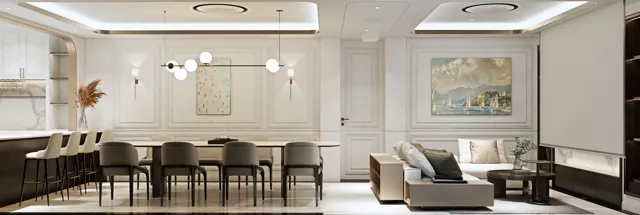 Classical Residence — ห้องนั่งเล่นเชื่อมพื้นที่รับประทานอาหาร